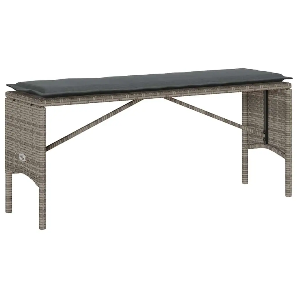 Garden Dining Set PE Rattan Tempered Glass 3 Piece Grey with Cushions