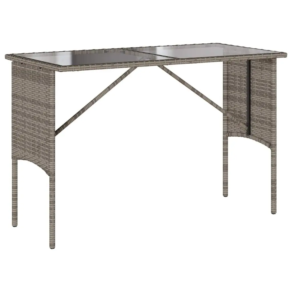 Garden Dining Set PE Rattan Tempered Glass 3 Piece Grey with Cushions