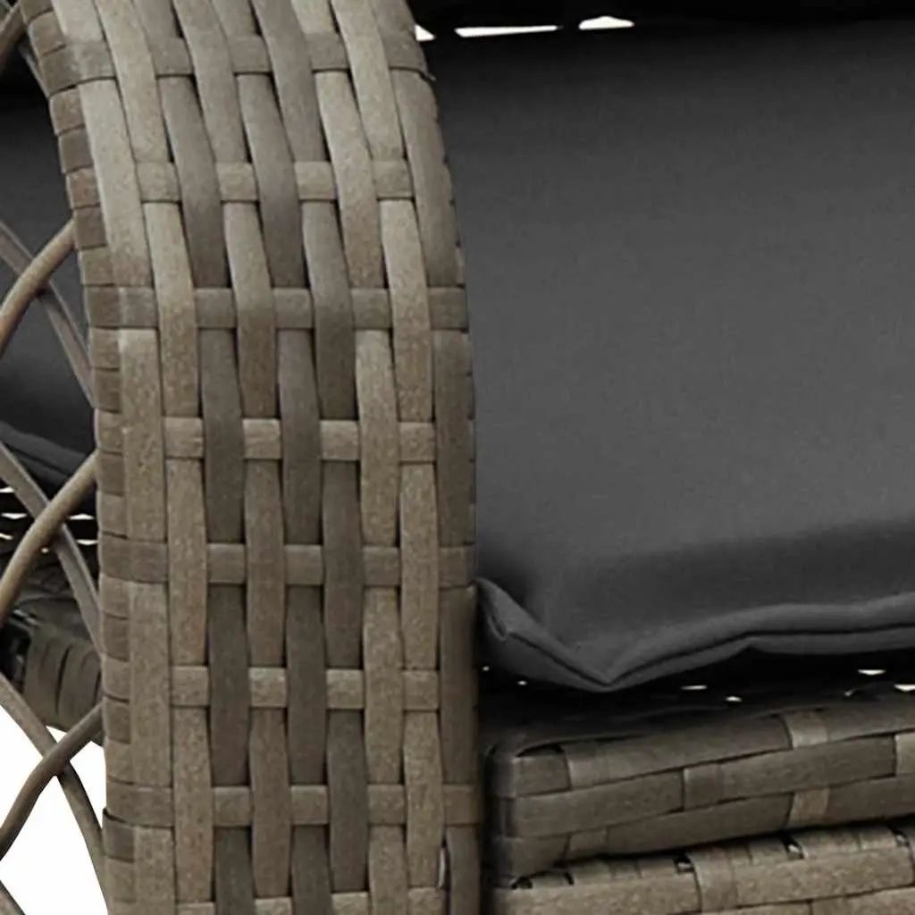 Grey Poly Rattan Garden Rocking Chair with Cushions