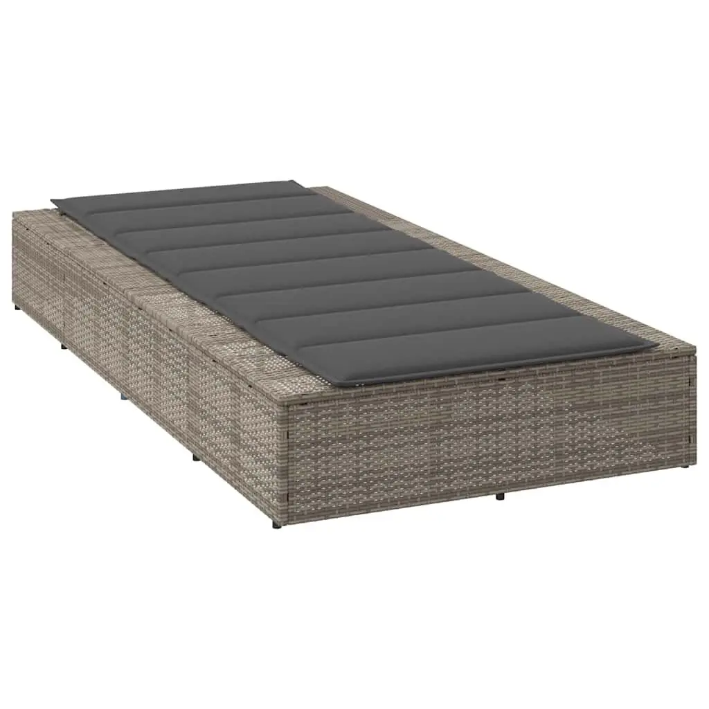 Adjustable Sun Lounger Grey Poly Rattan for Outdoor Use