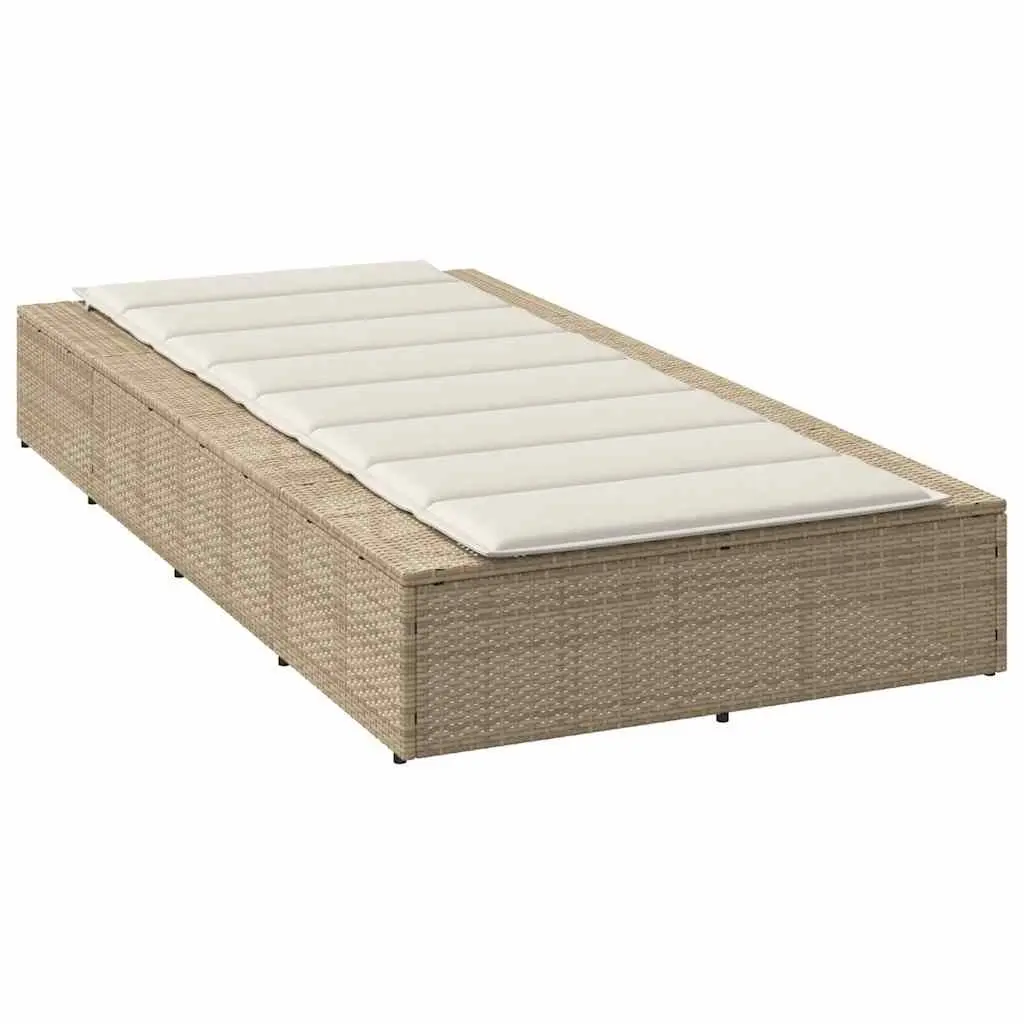 Sun Lounger Adjustable Backrest Outdoor Daybed Beige Poly Rattan Floating