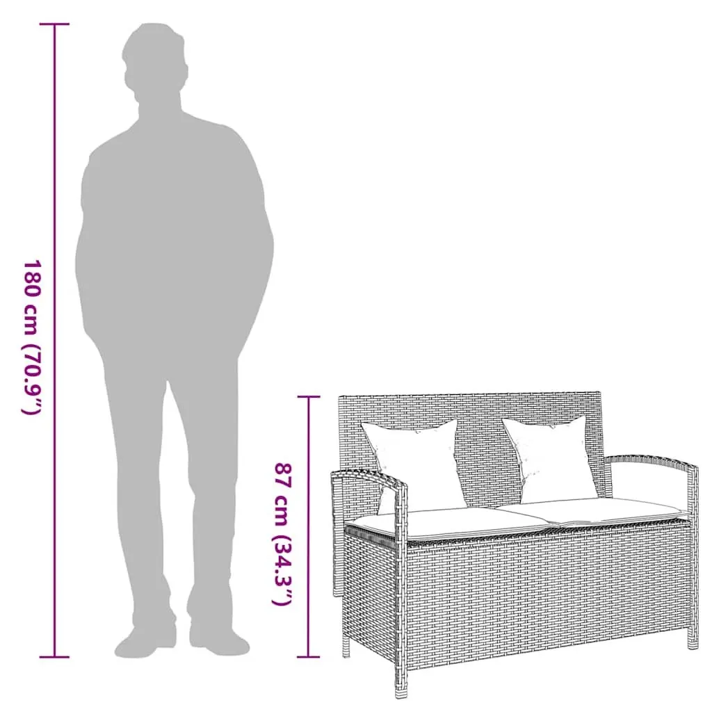 Grey Poly Rattan Outdoor Storage Bench with Cushion