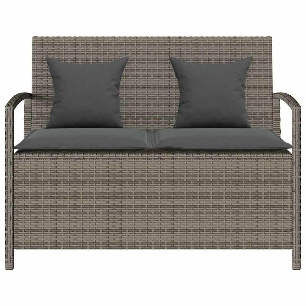 Grey Poly Rattan Outdoor Storage Bench with Cushion