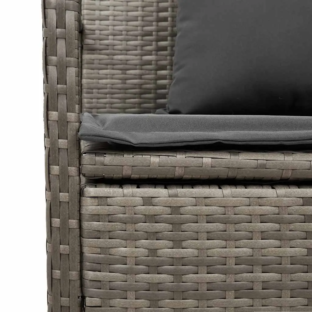 Grey Poly Rattan Outdoor Storage Bench with Cushion