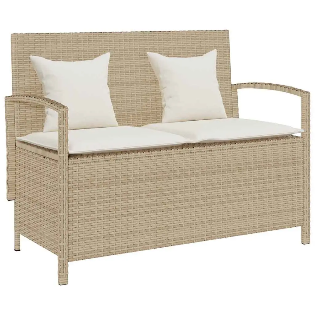 Garden Storage Bench with Beige Cushion