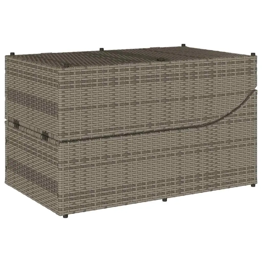 Folding Sun Lounger PE Rattan Adjustable Backrest Storage Box Grey