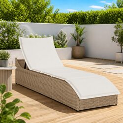 Premium Folding Sun Lounger Outdoor Chair with Cushion