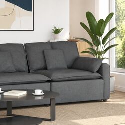 Modular Sofa Armrest End Module with Cushions Grey Sectional Unit 100cm