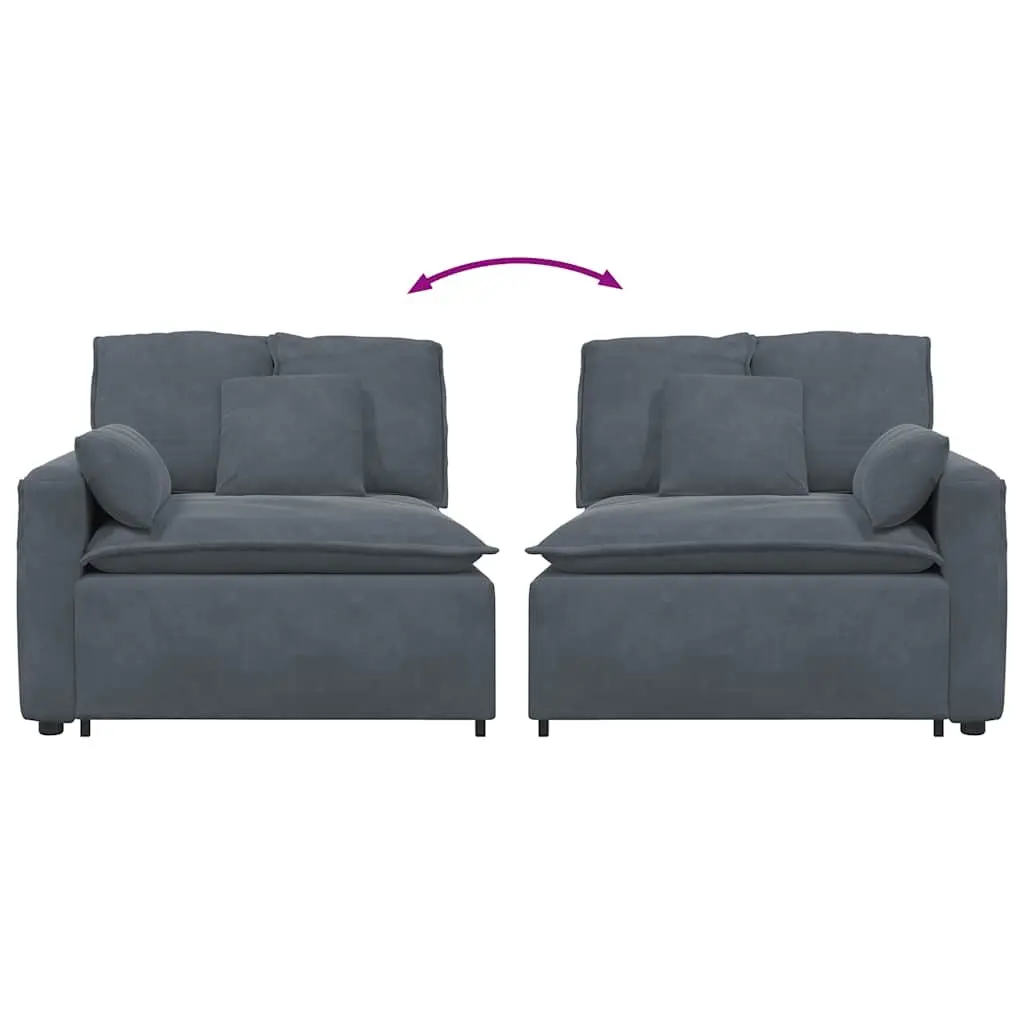 Modular Sofa Armrest End Module with Cushions Grey 100cm Sectional Unit
