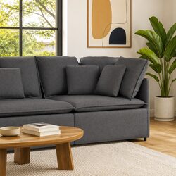 Modular Sofa Corner Unit Grey Cushioned Sectional Module Living Room Furniture