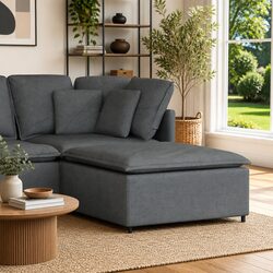 Durable Grey Modular Sofa Footstool 100x100x48 cm