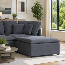 Sturdy Grey Ottoman Footstool Module for Modular Sofas