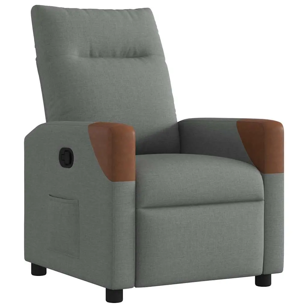 Grey Fabric Recliner Chair with Manual Recline