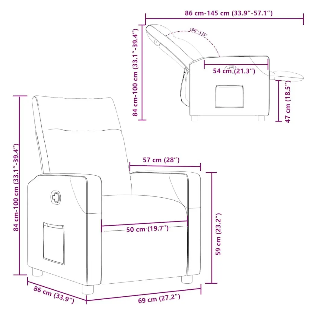 Grey Fabric Recliner Chair with Manual Recline