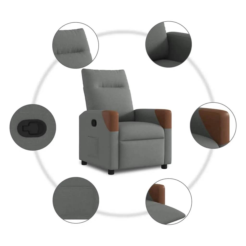 Grey Fabric Recliner Chair with Manual Recline