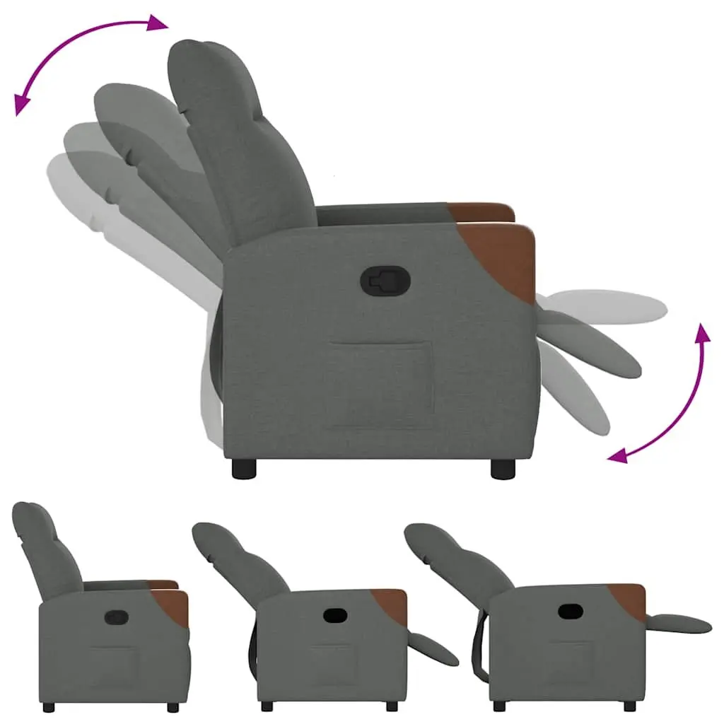 Grey Fabric Recliner Chair with Manual Recline