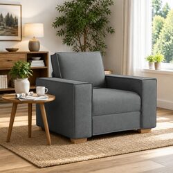 Dark Grey Fabric Sofa Chair with Armrests