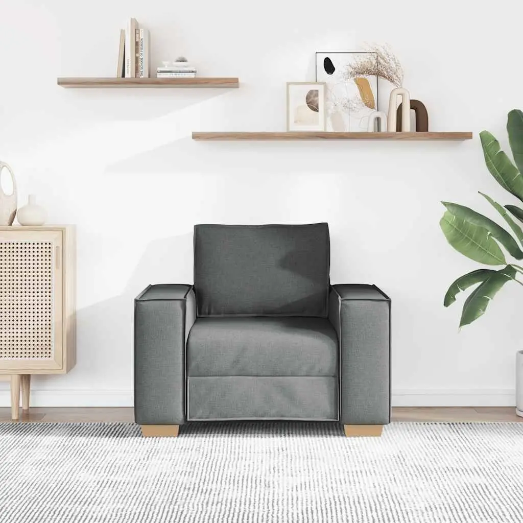 Dark Grey Fabric Sofa Chair with Armrests
