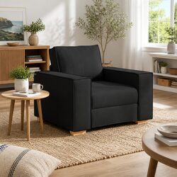 Premium Black Fabric Lounge Chair 100x78x84cm