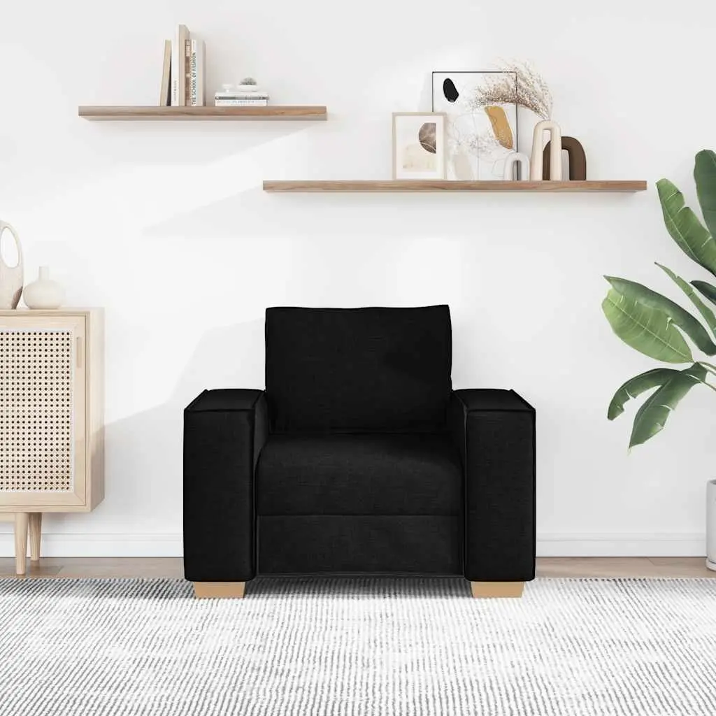Sofa Chair Polyester Fabric 100x78x84cm Black Wooden and Metal Frame
