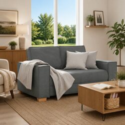 2-Seater Sofa in Dark Grey with Sturdy Build