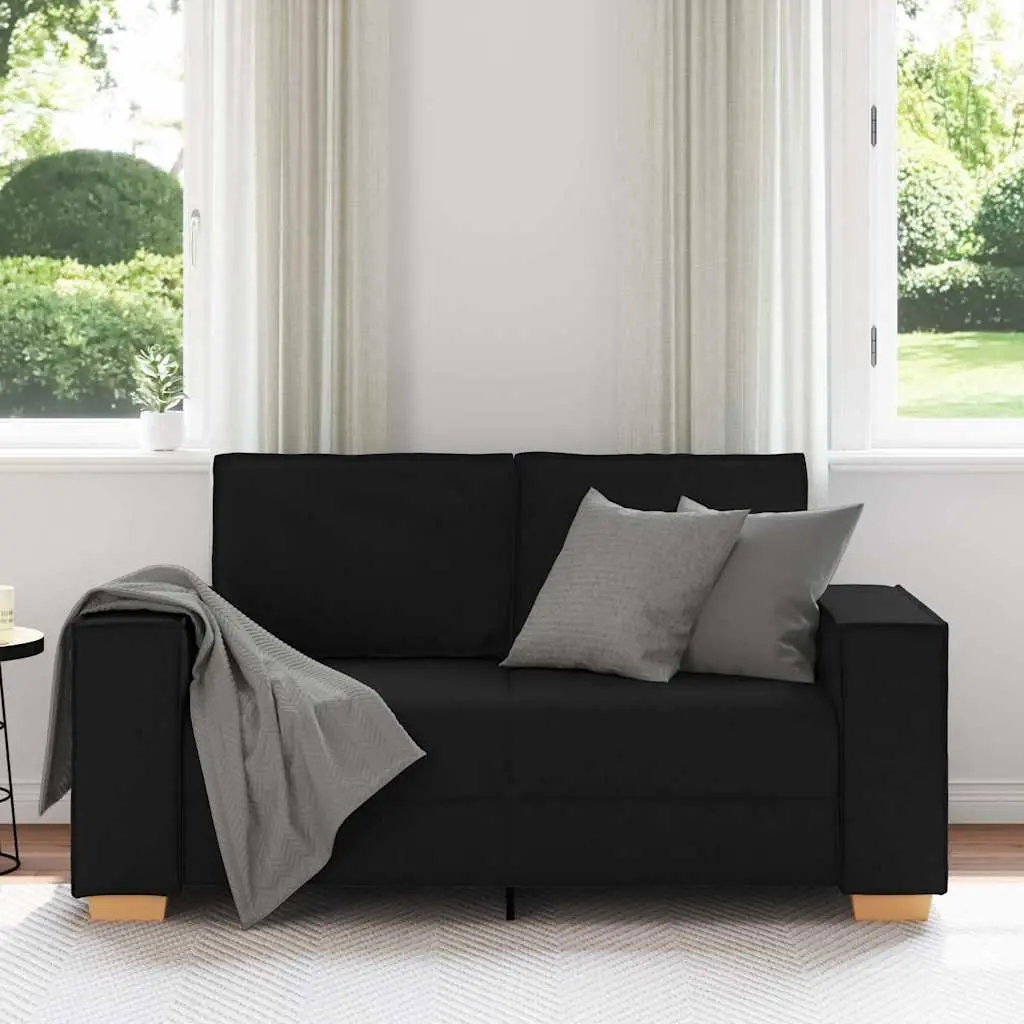 2-Seater Sofa Polyester Fabric 160x78x84cm Black