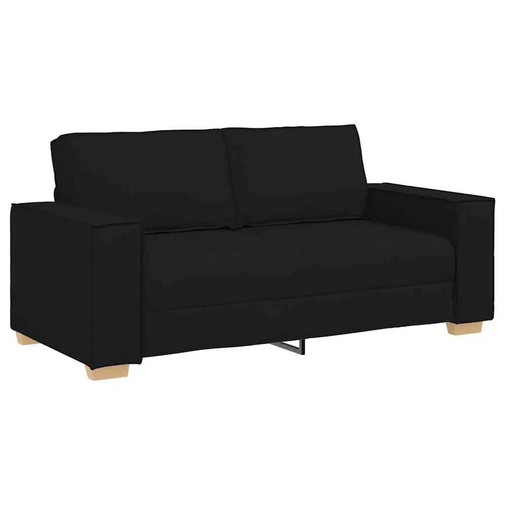 2-Seater Sofa Polyester Fabric Black