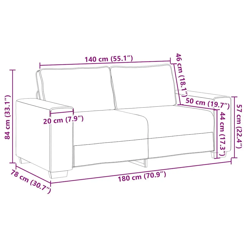 2-Seater Sofa Polyester Fabric Black