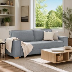 Light Grey Fabric 3-Seater Sofa for Cozy Living Spaces