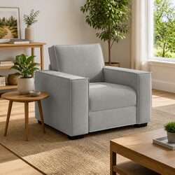 Light Grey Velvet Sofa Chair with Robust Build