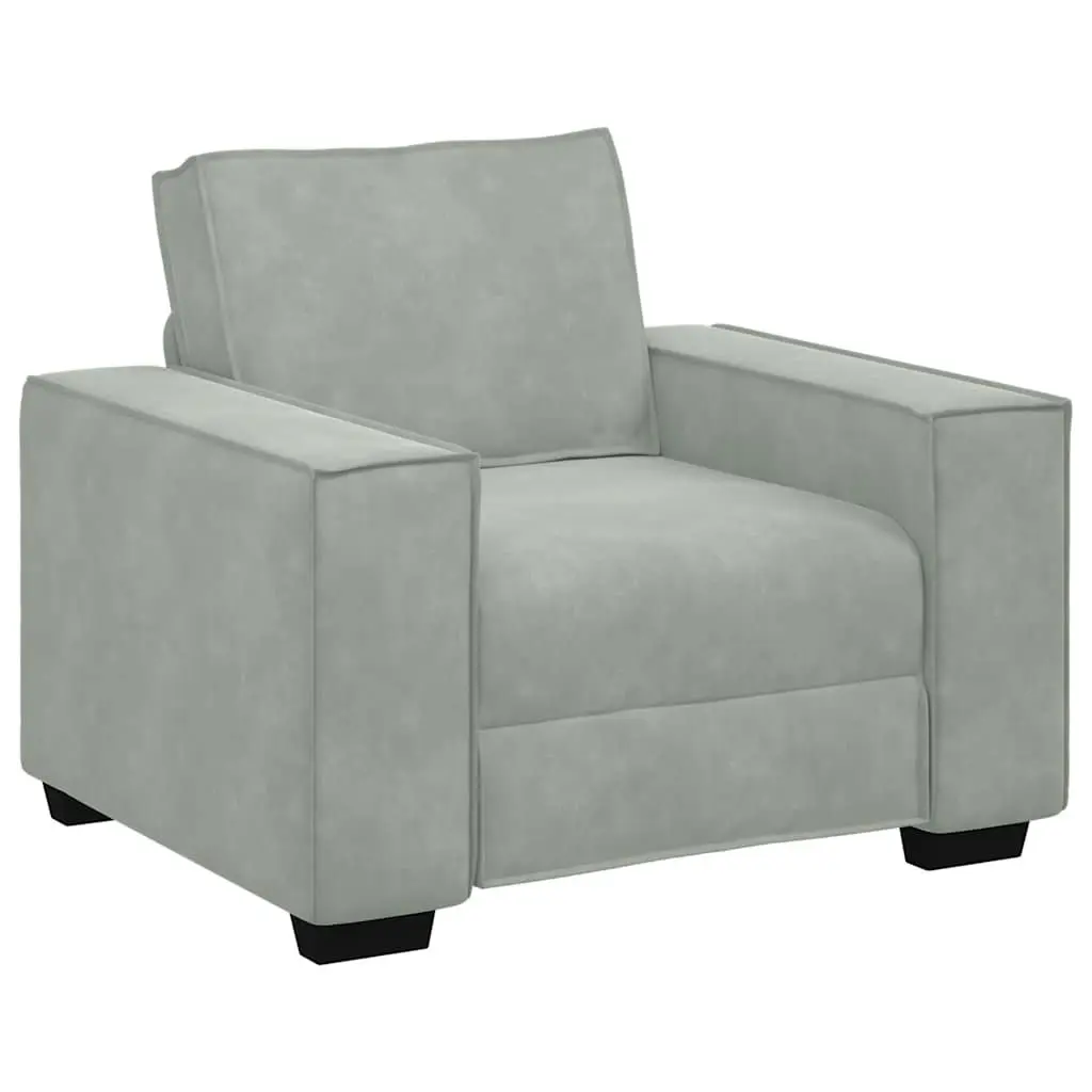 Light Grey Velvet Sofa Chair with Robust Build