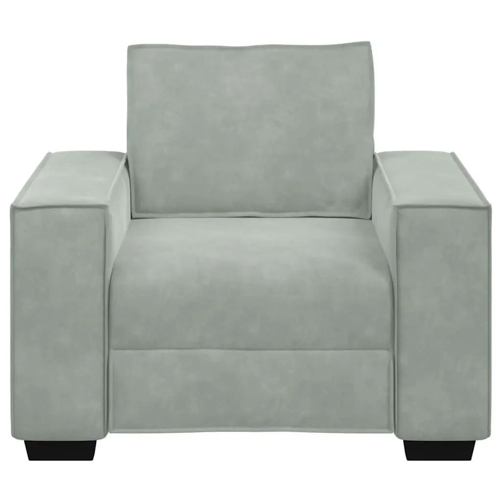 Light Grey Velvet Sofa Chair with Robust Build