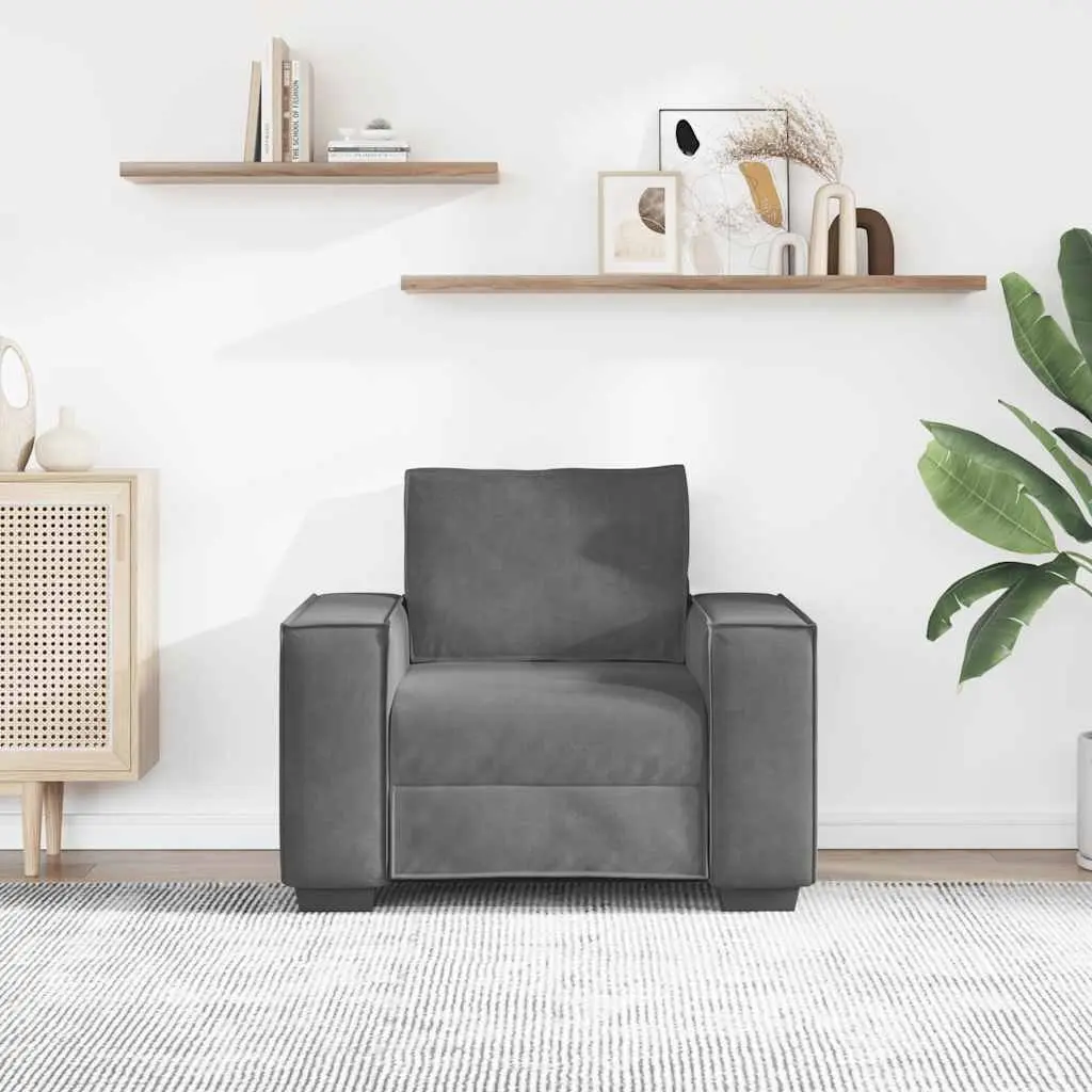 Grey Velvet Sofa Chair for Relaxation and Support