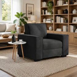 Premium Black Velvet Sofa Chair for Comfort and Support