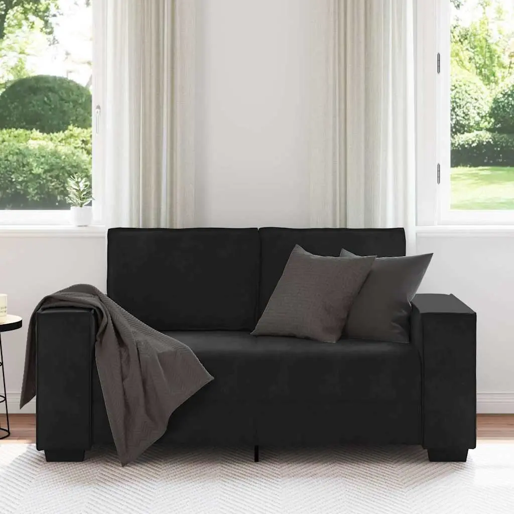 Black Velvet 2-Seater Sofa for Living Rooms