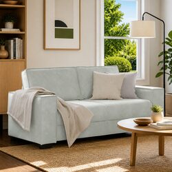 Sturdy Light Grey Velvet 2-Seater Sofa for Relaxation