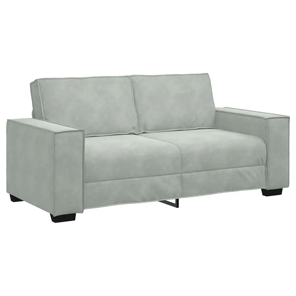 Light Grey Velvet 2-Seater Sofa for Relaxation