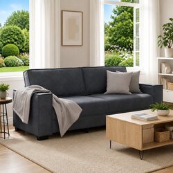 Premium Grey Velvet 3-Seater Sofa for Living Rooms