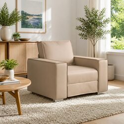 Brown Faux Leather Sofa Chair with Strong Frame