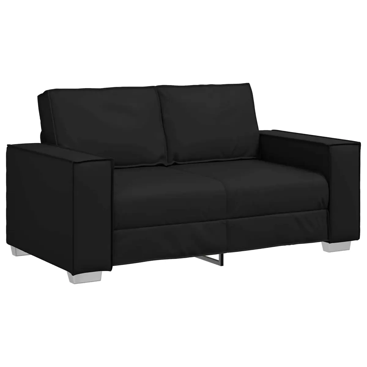 Loveseat Sofa Black 160cm Modern Living Room Furniture Faux Leather Compact