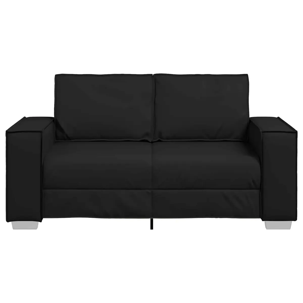 Loveseat Sofa Black 160cm Modern Living Room Furniture Faux Leather Compact