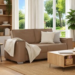 180 cm Brown Faux Leather Loveseat Sofa for Modern Living