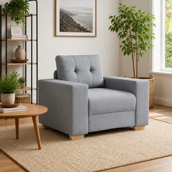 Durable Grey Fabric Sofa Chair for Modern Living Spaces