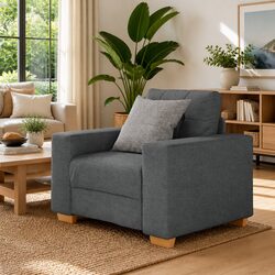 Padded Armchair in Grey Fabric for Modern Living Rooms