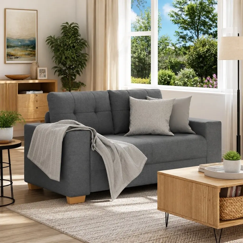 Dark Grey Loveseat Sofa 160x77x82cm