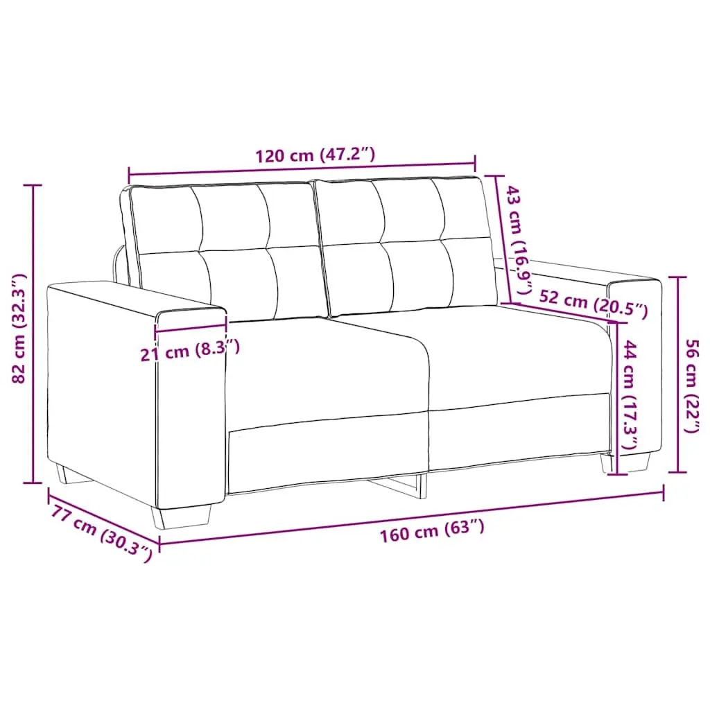 Dark Grey Loveseat Sofa 160x77x82cm