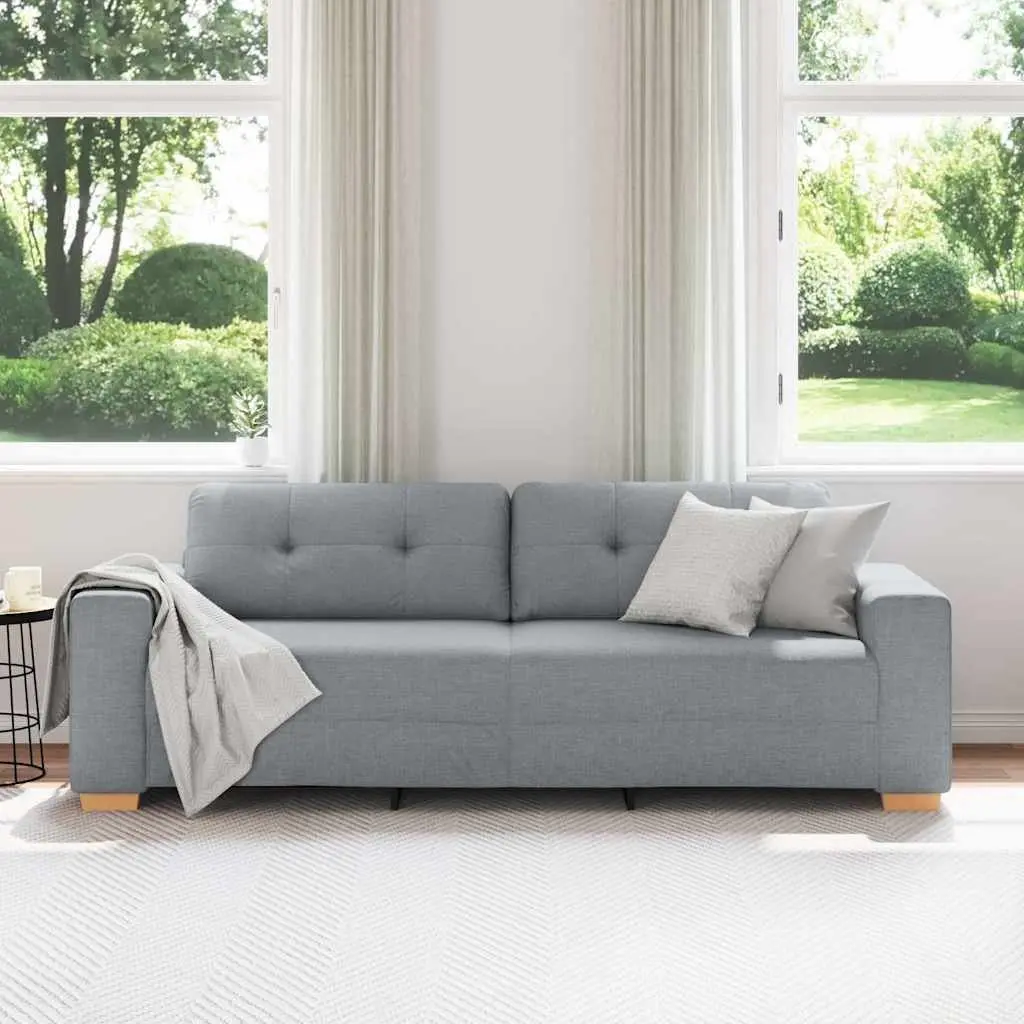 3-Seater Sofa Polyester Fabric 220W x 78D x 80H cm Grey