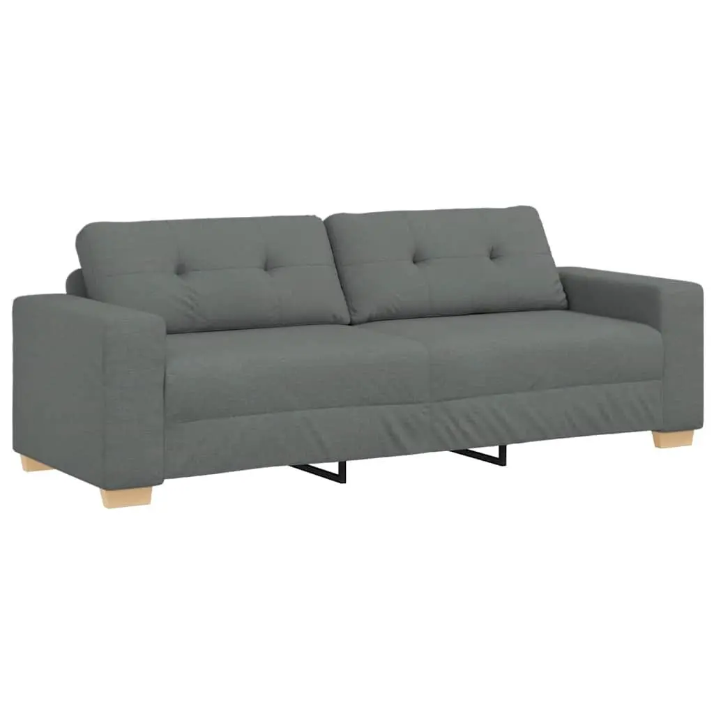 3-Seater Sofa Polyester Fabric Grey Modern Couch