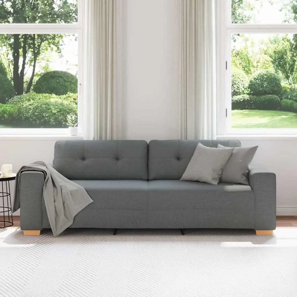 3-Seater Sofa Polyester Fabric Grey Modern Couch