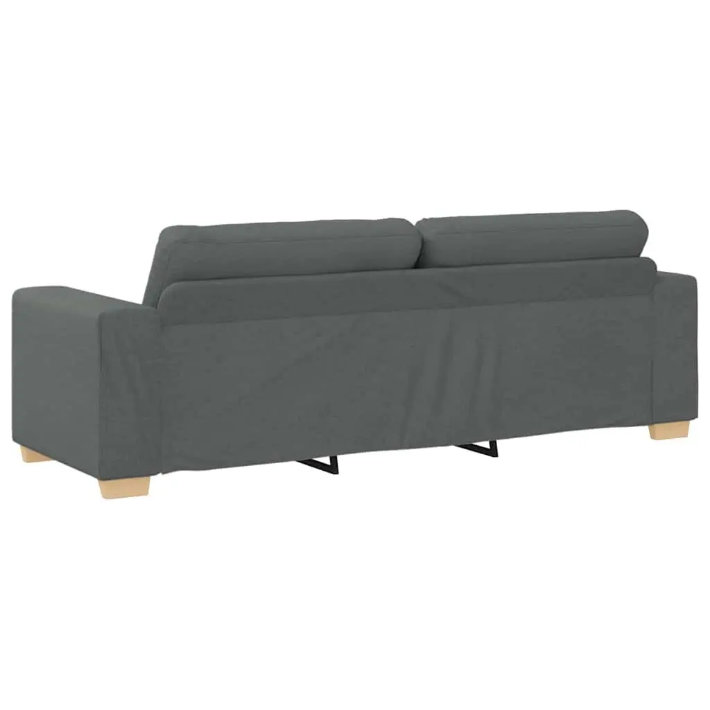 3-Seater Sofa Polyester Fabric Grey Modern Couch